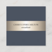 Eenvoudige Elegante Blauwe Faux Gouden Streep Cons Vierkante Visitekaartje (Voorkant)