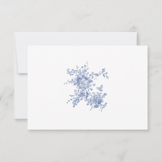 Eenvoudige Elegante Blauwe Franse Tuin Huwelijk QR RSVP Kaartje (Achterkant)
