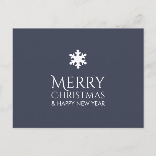 Eenvoudige Elegante Blauwe Kerstmis van de Feestdagenkaart (Voorkant)