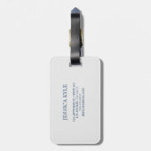 Eenvoudige Elegante Blauwe Strand Typografie Naam Bagagelabel (Achterkant verticaal)