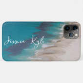 Eenvoudige Elegante Blauwe Strand Typografie Naam Case-Mate iPhone Case (Achterkant (horizontaal))