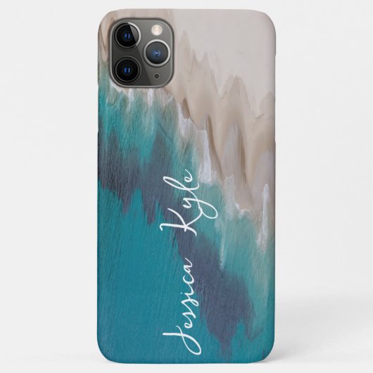 Eenvoudige Elegante Blauwe Strand Typografie Naam Case-Mate iPhone Case (Achterkant)