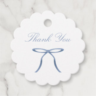 Eenvoudige Elegante Blauwe Strik Baby Shower Bedankjes Labels