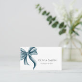 Eenvoudige Elegante Blauwe Strik QR Code Visitekaartje (Staand voorkant)