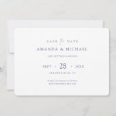 Eenvoudige Elegante Blauwe Typografie Wedding Save The Date (Achterkant)