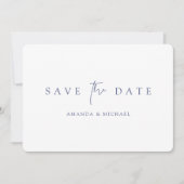 Eenvoudige Elegante Blauwe Typografie Wedding Save The Date (Voorkant)