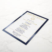 Eenvoudige elegante blauwe verloopbalk Mitzvah - G Folie Uitnodiging (Gedraaid)