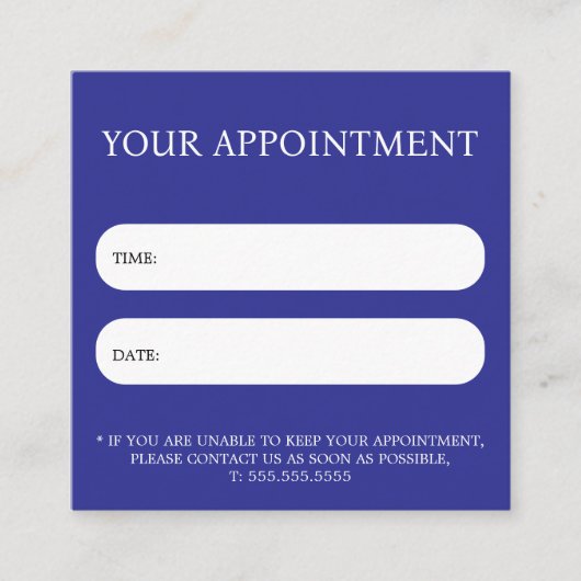 Eenvoudige elegante blauwe witte salon spa afsprakenkaartje (Voorkant)