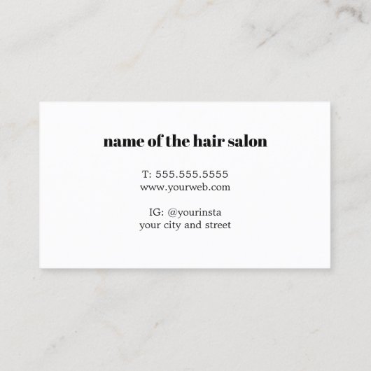 Eenvoudige Elegante Blauwe Witte Schaar Haar Styli Afsprakenkaartje (Achterkant)