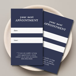 Eenvoudige Elegante Blauwe Witte Schoonheid Afspra Afsprakenkaartje