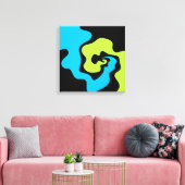 Eenvoudige elegante blauwe zwarte Abstracte vormen Canvas Afdruk (Insitu (Woonkamer))