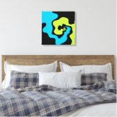Eenvoudige elegante blauwe zwarte Abstracte vormen Canvas Afdruk (Insitu (Slaapkamer))