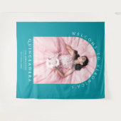 Eenvoudige Elegante Blauwgroen Blauwe Classic Quin Wandkleed (Voorkant (horizontaal))