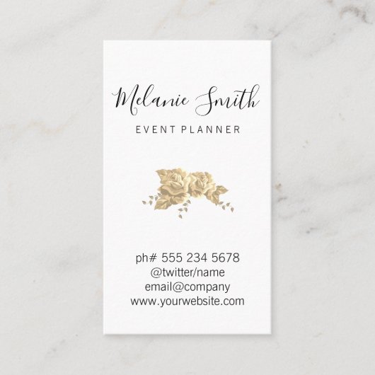Eenvoudige Elegante Bloem Visitekaartje (Voorkant)