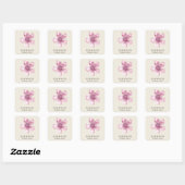 Eenvoudige elegante bloem voor ivoren roze bloemen vierkante sticker (Vel)