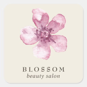 Eenvoudige elegante bloem voor ivoren roze bloemen vierkante sticker