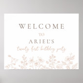 Eenvoudige elegante bloemen 21e verjaardag welkoms poster (Voorkant)