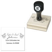 Eenvoudige Elegante Bloemen Bruiloft Retouradres Rubberstempel (Gestempeld)