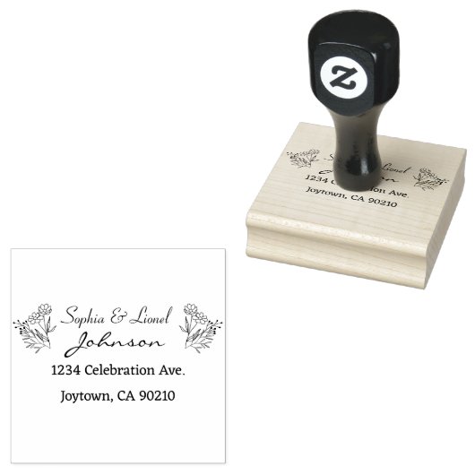Eenvoudige Elegante Bloemen Bruiloft Retouradres Rubberstempel (Gestempeld)
