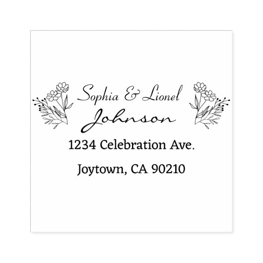 Eenvoudige Elegante Bloemen Bruiloft Retouradres Rubberstempel (Afrduk)