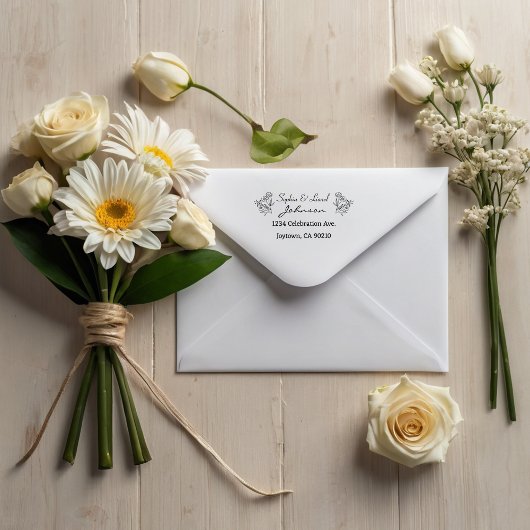 Eenvoudige Elegante Bloemen Bruiloft Retouradres Zelfinktende Stempel