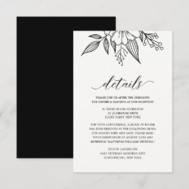 Eenvoudige Elegante Bloemen Bruiloft Zwart Behuizi Informatiekaartje