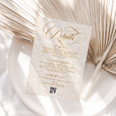 Eenvoudige Elegante Bloemen Ivoor Wedding Details Informatiekaartje