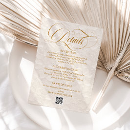 Eenvoudige Elegante Bloemen Ivoor Wedding Details Informatiekaartje