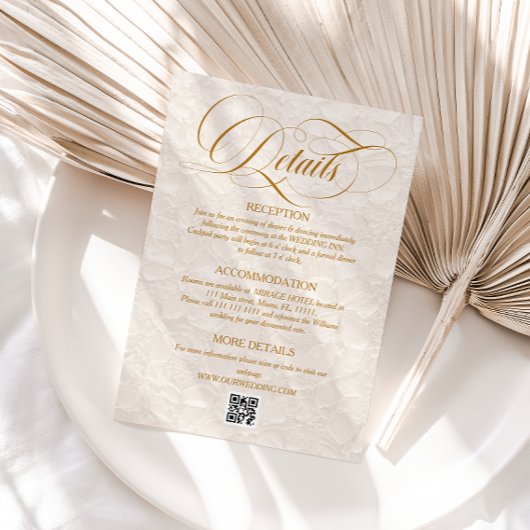 Eenvoudige Elegante Bloemen Ivoor Wedding Details Informatiekaartje