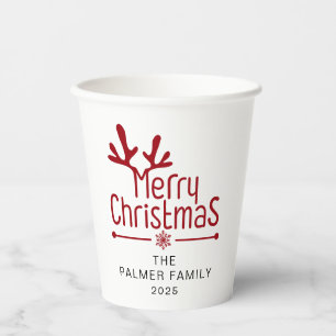 Eenvoudige Elegante Bloemen Kerst Krans Familienaa Papieren Bekers