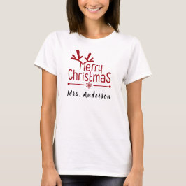 Eenvoudige Elegante Bloemen Kerst Krans Familienaa T-shirt