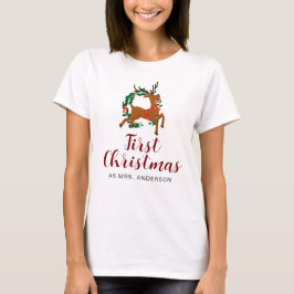 Eenvoudige Elegante Bloemen Kerst Krans Familienaa T-shirt