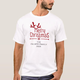 Eenvoudige Elegante Bloemen Kerst Krans Familienaa T-shirt