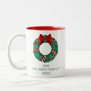 Eenvoudige Elegante Bloemen Kerst Krans Familienaa Tweekleurige Koffiemok
