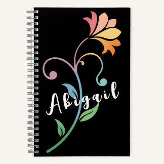Eenvoudige Elegante Bloemen Kleurrijke Naam Notitieboek