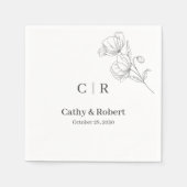 Eenvoudige Elegante Bloemen Minimale en Chic bruil Servet (Voorkant)