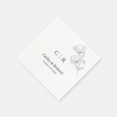 Eenvoudige Elegante Bloemen Minimale en Chic bruil Servet (Hoek)
