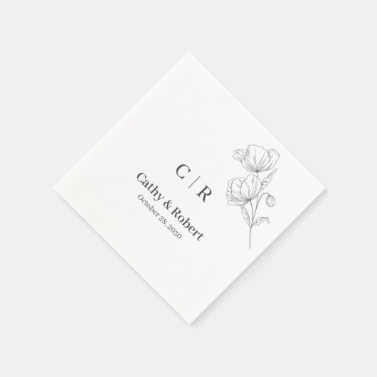 Eenvoudige Elegante Bloemen Minimale en Chic bruil Servet (Hoek)