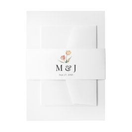 Eenvoudige Elegante Bloemen Tulp Monogram Bruiloft Uitnodigingen Wikkel