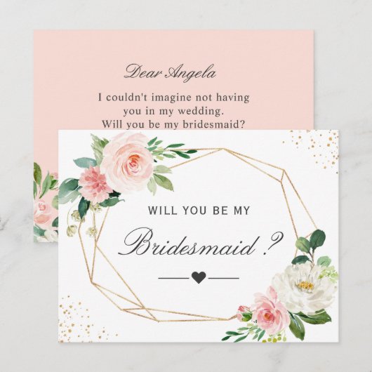 Eenvoudige elegante bloemen zijn mijn bruidsmeisje uitnodiging briefkaart (Voorkant / Achterkant)