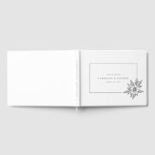 Eenvoudige Elegante Bloemen Zwart-wit Bruiloft Gastenboek (Volledig)
