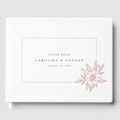 Eenvoudige elegante bloemenblush roze bruiloft gastenboek (Voorkant)