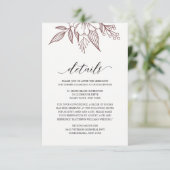 Eenvoudige elegante bloemenbruiloft rode behuizing informatiekaartje (Staand voorkant)