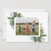 Eenvoudige elegante bloemenkerstfoto feestdagenkaart (Voorkant)