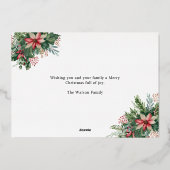 Eenvoudige elegante bloemenkerstfoto folie feestdagenkaart (Achterkant)