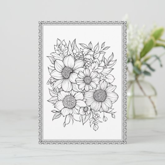 Eenvoudige elegante bloemenkleur uw eigen Wenskaar Bedankkaart (Staand voorkant)