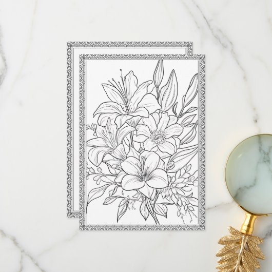 Eenvoudige elegante bloemenkleur uw eigen Wenskaar Bedankkaart (Voorkant / Achterkant in situ)