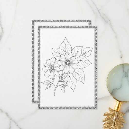 Eenvoudige elegante bloemenkleur uw eigen Wenskaar Bedankkaart (Voorkant / Achterkant in situ)