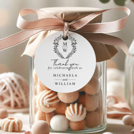 Eenvoudige Elegante Bloemenkrans Bruiloft Bedankjes Labels