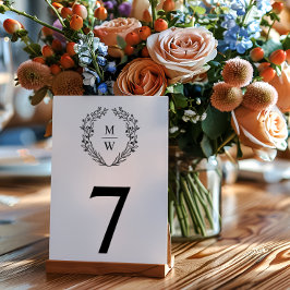 Eenvoudige Elegante Bloemenkrans Monogram Bruiloft Kaart